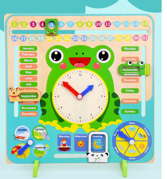 New Wooden Montessori Toys Baby Weather Season Calendar Clock Time Cognition Preschool Education Teaching Aids Toys For Children