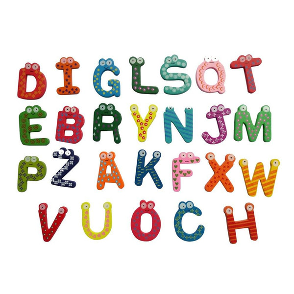 26pcs Wooden Cartoon Alphabet A-Z Magnets Child Educational Toy