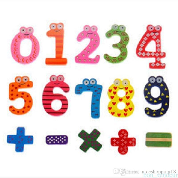 T63 Free Shipping Children's Christmas Creative gifts Kids wooden toys/magnetic stickers/Arabic numbers fridge magnets for childrendand