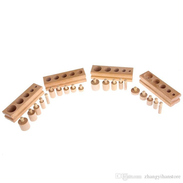 Montessori Educational Wooden Toys For Children Cylinder Socket Blocks Toy Baby Development Practice and Senses 4pc/1 set-P101