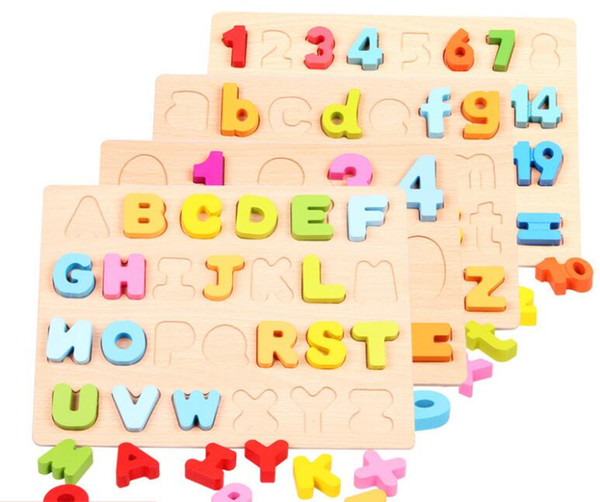 Wooden Child Infant Education Puzzle Alphabet Digital Learning Color Cognition Puzzle Toys Child Learning Tools Christmas Gifts free ship