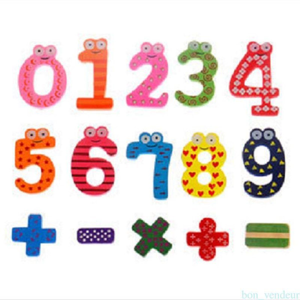 T63 Free Shipping Children's Christmas Creative gifts Kids wooden toys/magnetic stickers/Arabic numbers fridge magnets for childrendandys