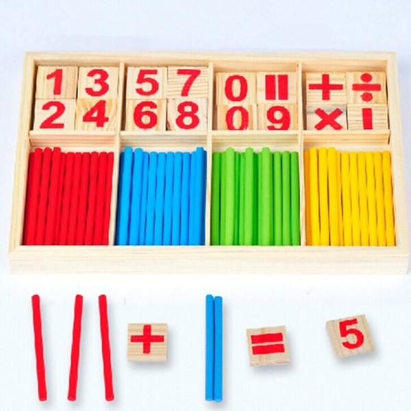 Math Toys Hot Selling Baby Education Toys Wooden Counting Sticks Learning Toys Montessori Mathematical Baby Gift Wooden Box