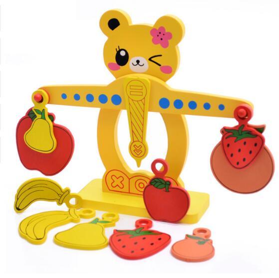 Children Toys Wooden Educational Toys Bear Digital Fruit Balance Games Montessori Educationa