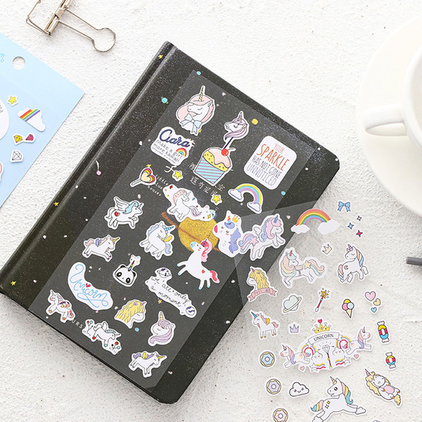 20-piece Korean creative girl unicorn sticker, student notebook decoration, cute cartoon style, mixed promotion! DHL !