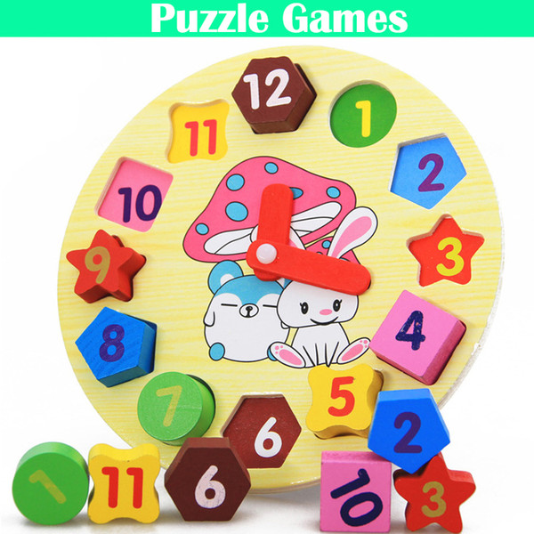 DIY Kids Clock Learning Education Toys Fun Jigsaw Puzzle Game For Children Digital Cartoon Toys Free Shipping