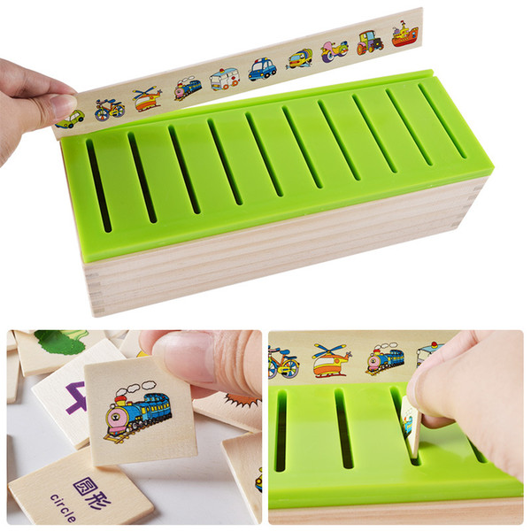 Montessori Box Kids Early Learning Classification Boxes Fruit Words Matching Educational Wooden Game Recognition Toy New Arrive 22oy Z