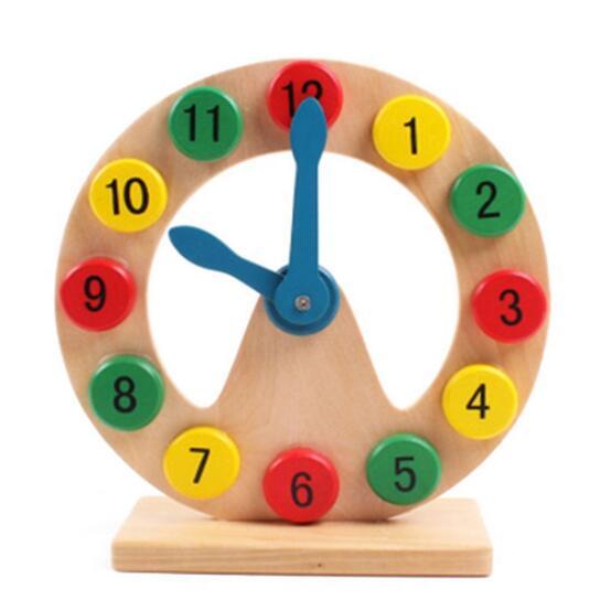 Montessori Teaching Aids Wooden Learning Clock Kids Children Early Educational Toys