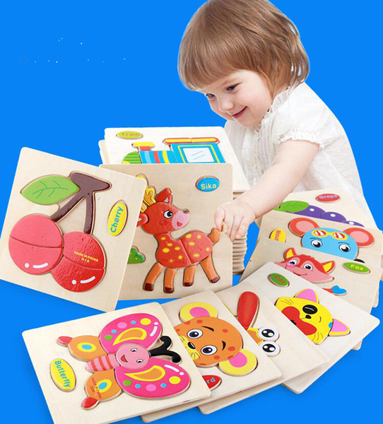 28 Styles Learning Education Wooden Toys 3d Puzzle kids Gift Brain Jigsaw Cartoon Animal Wooden Puzzles Toy Children Educativos