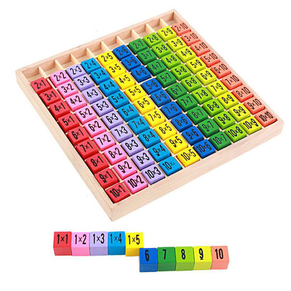 Multiplication Table Math Toys 10x10 Double Side Pattern Printed Board Colorful Wooden Figure Block Kids Educational Toys