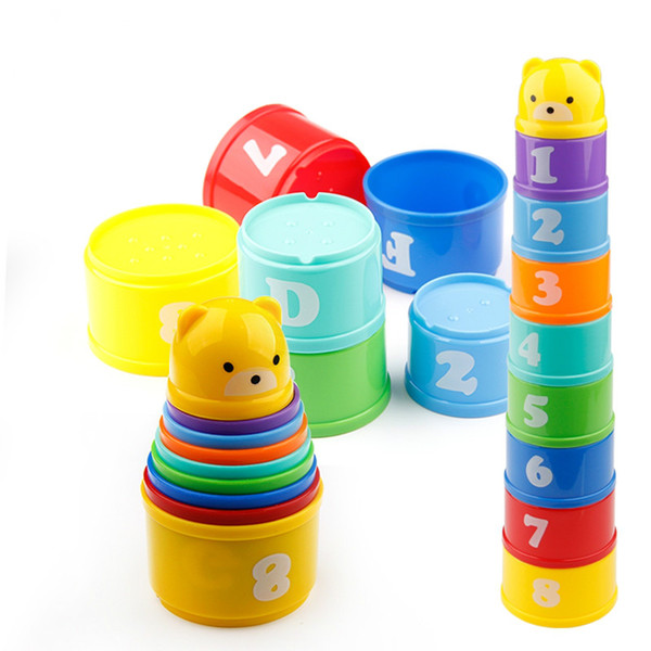 15Set Foldind Stack Cup Mini Educational Baby Toys 6Month+ Figures Letters Tower Children Early Intelligence AIJILE