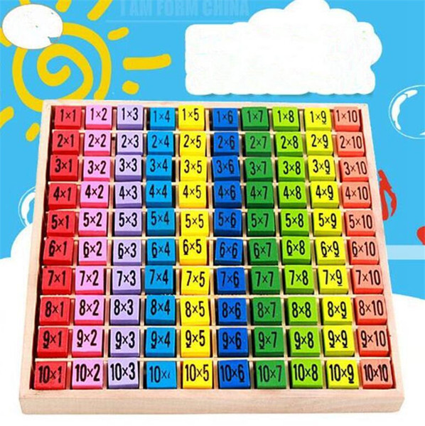 Multiplication Table Math Toys 10x10 Double Side Pattern Printed Board Colorful Wooden Figure Block Kids Educational Toys to626