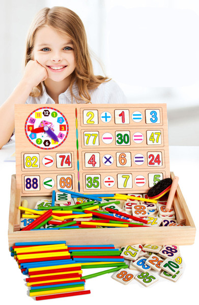 Child Educational toys wooden Understanding Digital Arithmetic Time Color Mathematics counting rods sets child Student learn toy