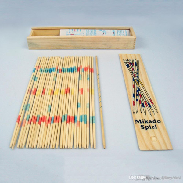 Wholesale- Hot! Baby Educational Wooden Traditional Mikado Spiel Pick Up Sticks With Box Game New Sale