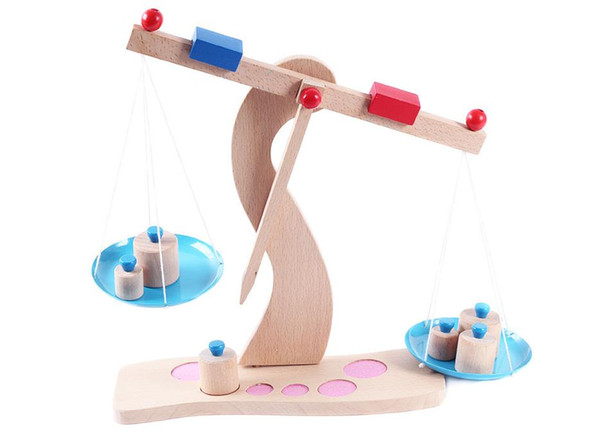 Wholesale- Children Brand wooden Calculation Balance scale puzzles toys/ Weighting tools with 6 weights for kids learning educational toys