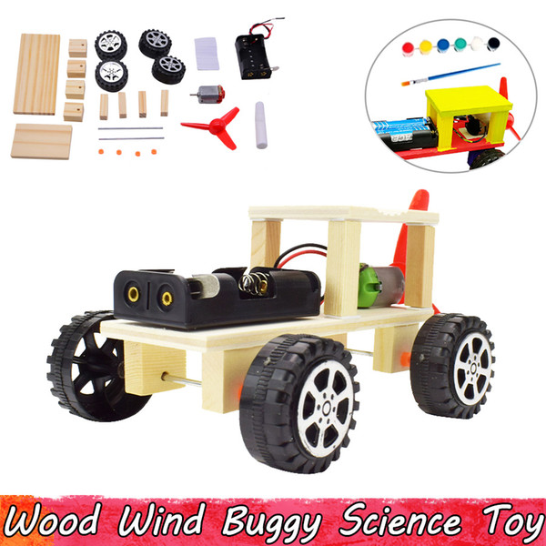 Wood Wind Buggy Experiment Science Toys DIY Assembling Educational Toys for Children Improve Brain Ability Gifts