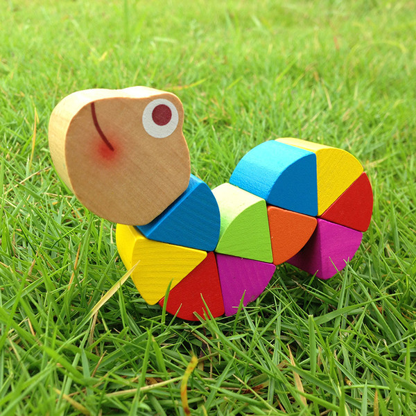 Wooden Toys Magic Multi Change Colour Caterpillar Shape Children Puzzle Toys Cute Crooked Worm Design New Arrive 3 9mg W