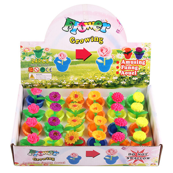 24PCS Novelty Toys Magic Hatching Growing Flowers Toy Add Water Grow Flower Novelty Gag Children Toys Kids Educational Gifts B0086