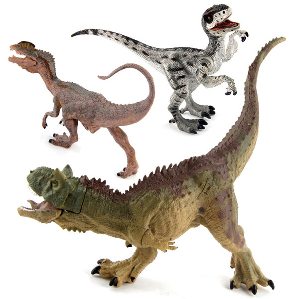 Jurassic World Park Dinosaur Toys Model Carnotaurus Dilophosaurus Velociraptor PVC Action Figure Mandible Movable Dinosaurs Gift