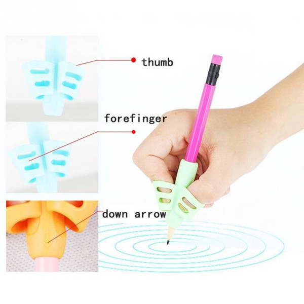 3 Pcs Students Silicone Two Finger Ergonomic Posture Correction Pen Grips For Children Kids Pencil Holder Stationery accessory