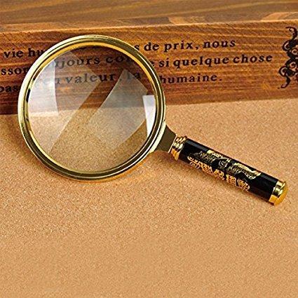 80mm Handheld 5X Loupe Magnifier Magnifying Glass Lens Perfect Viewing Small New -Gold