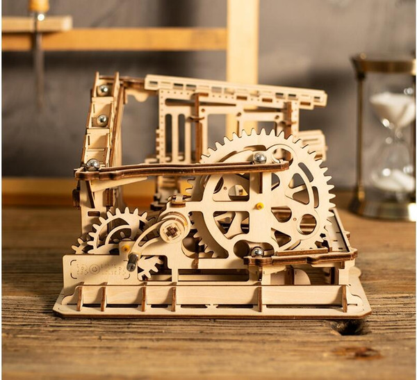 Learning & Education Toys Marble Run Game DIY Waterwheel Coaster Wooden Model Building Kits Assembly Toy Gift