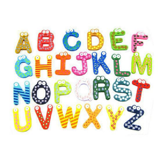 26 letters fridge magnet Toy Educational Pre-shool letters wooden toys magnetic stickers 26pcs/set