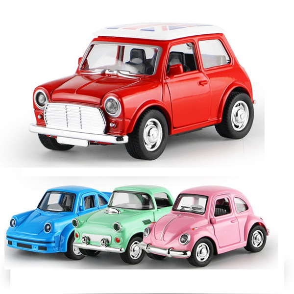 Children Cartoon Pull back toy car Q version mini alloy car model decoration Simulation classic car toy Christmas birthday gift