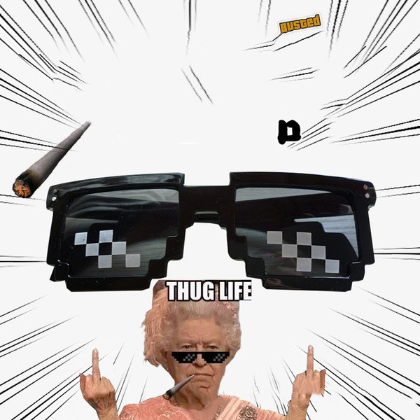 2017 Thug Life Glasses 8 Bit Pixel Deal With IT Sunglasses Unisex Sunglasses 14cm about Hot