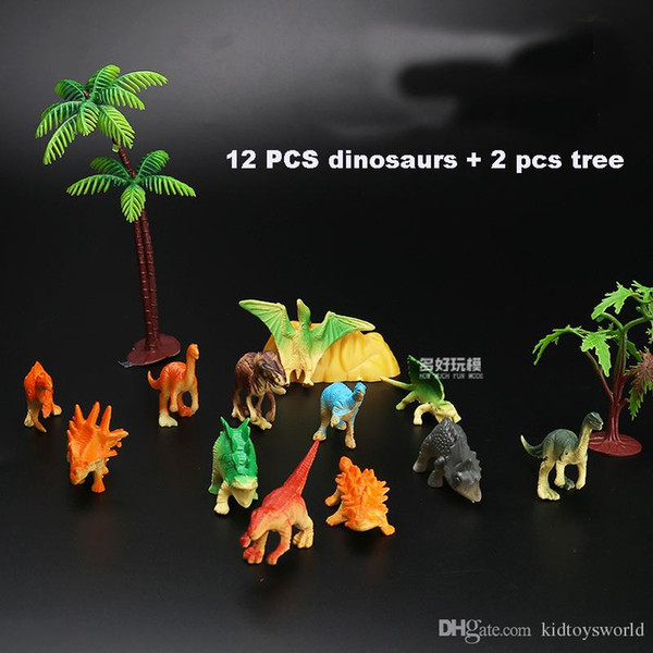 kid toys world Dinosaurs model set 14 pieces cute plastic static animals decoration gifts toys kids Mini colors small Jurassic 14pcs