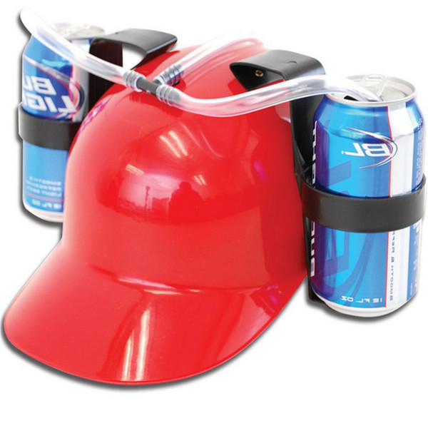 Beverage Helmet Drinking Beer cola Coke Soda Miner Hat Lazy lounged Straw Cap Birthday Party Cool Unique Toy Prop Holder Guzzler