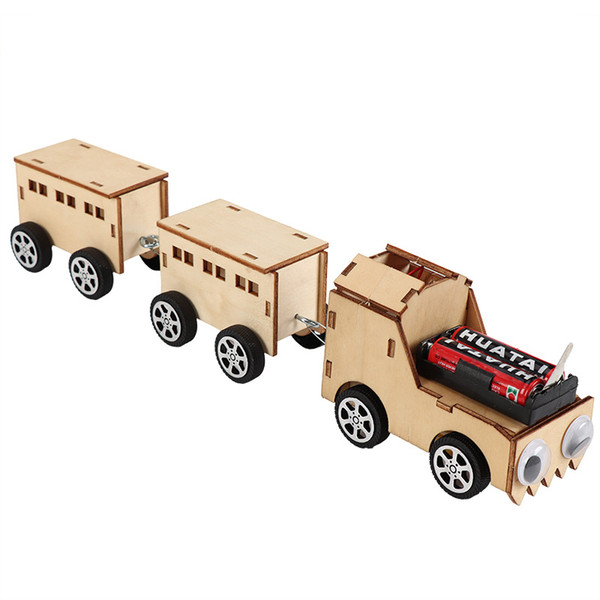 Creative Wooden Train Electric DIY Technology Mini-production Invention of Children's Science Experiments Piecing Toys