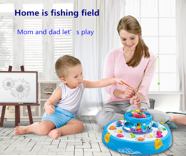 Beiens kids fishing toys set children educational toys musical gifts electric rotating fishing game magnetic outdoor sports toys