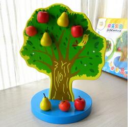 Wooden fruit tree magnetic calculation mathematics teaching AIDS educational math wooden toys baby kids learning brinquedos dolll