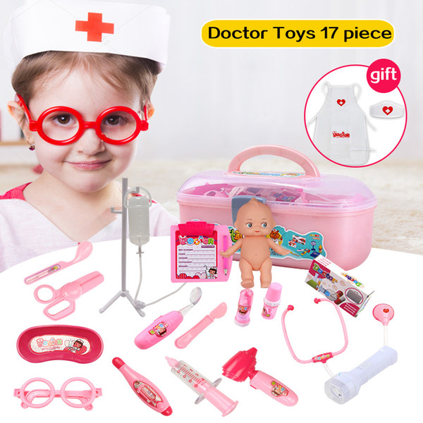 DHgate 17pcs Doctor Play Toys Set Doctora Juguetes for Child Kit Baby Educational Box Light Role Pretend Classic Gift