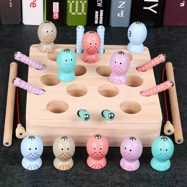 Children's early education educational toys children 1-3 years old and half magnetic baby catching insect games wood