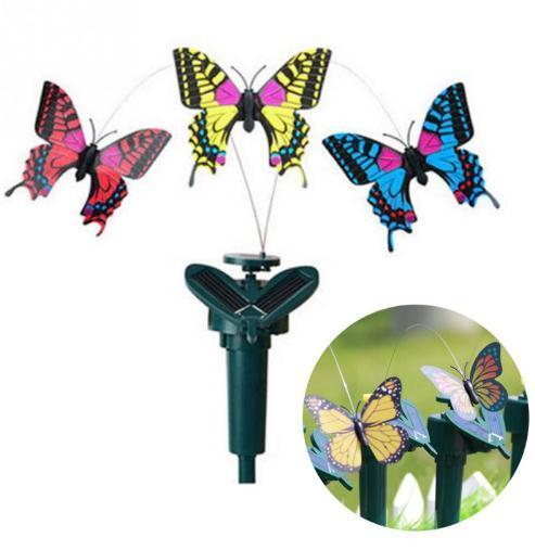 Funny Solar Toys Flying Fluttering Butterflies Hummingbird Flying Powered Birds Random Color For Garden Decoration c572