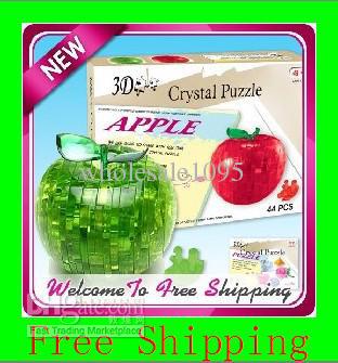 Light Apple Puzzle,3D Puzzle Crystal Decoration Red Green Apple Jigsaw Puzzle IQ Gadget Hobby Toy