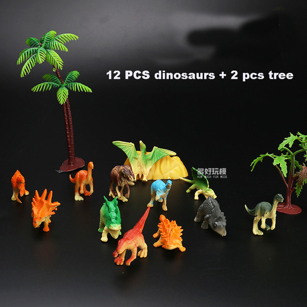 kid toys world Dinosaurs model set 14 pieces cute plastic static animals decoration gifts toys kids Mini colors small Jurassic 14pcs