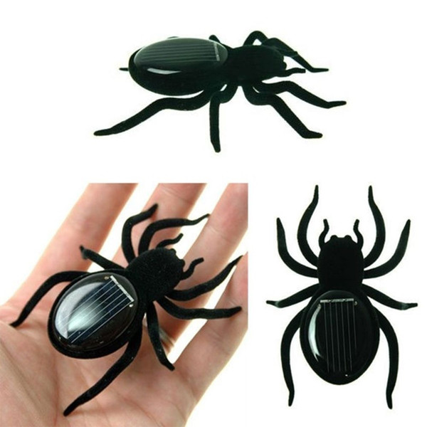 Children Creative Black Durable Mini Spider Tarantula Trick Toy Educational Robot Scary Insect Gadget Solar Power Spider Toy