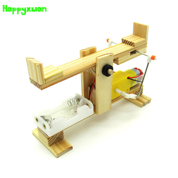 Happyxuan Diy Electric Seesaw Technology Production Materials Package Science Experiment Wooden Assembled Model Education Toys