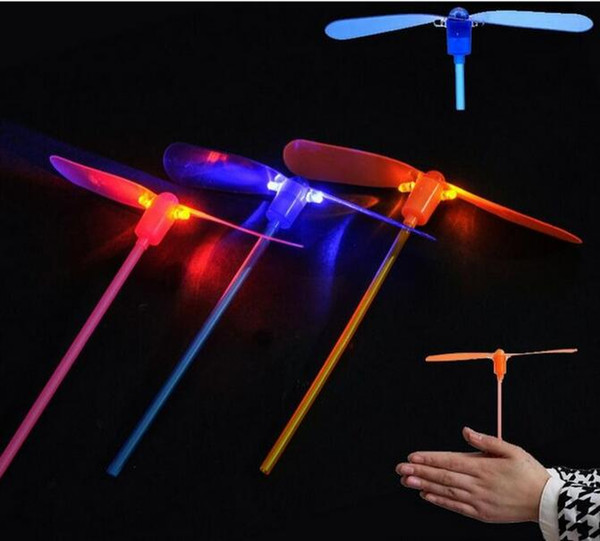 3pcs/lot creative bamboo dragonfly flash shine hand push flying fairy luminous small toys Toys for children gifts Random delivery