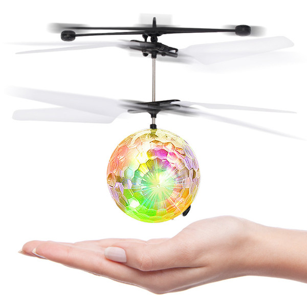 Night booth square induction aircraft colorful flashlight electric flight UFO charging mini crystal ball model