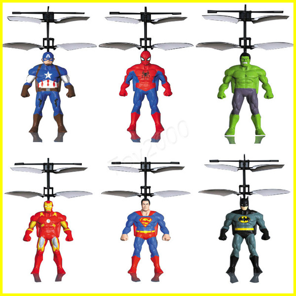 RC Helicopter RC infrared Induction Captain America Hulk Spider-Man aircraft RC flying ball flying toys kids toys Led toys send by EMS