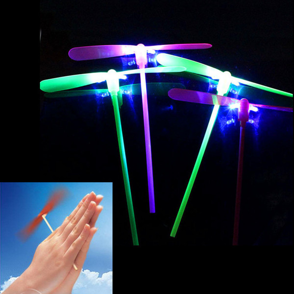 0 52yw Glowing Bamboo Dragonfly Toys Led Flying Dragonflies Flash Light Up Helicopter Boomerang Frisbee Luminous Plastic Toy Hot Sale