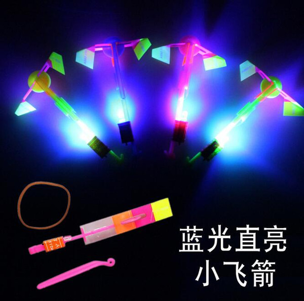 flying toy helicopter flash Arrows rubber band LED Amazing flying arrows helicopter umbrella light parachute LED gifts kids toys