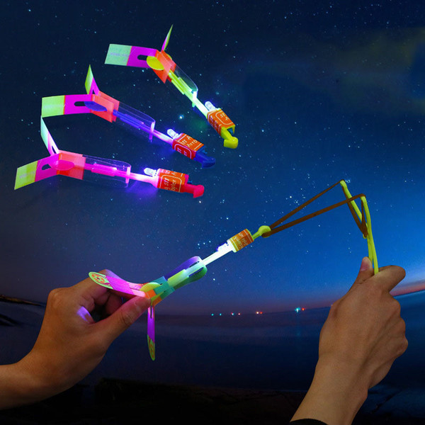 Novelty Children Toys Amazing LED Flying Arrow Helicopter for Sports Funny Slingshot birthday party supplies Kids' Gift OTH058