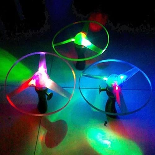 Light up LED FRISBEE Flashing Flying Disk UFO Flying Saucer Pull String Toy