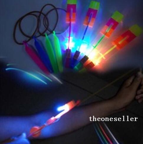 LED Amazing Flying Arrows Helicopter Umbrella Light Parachute Kids Toys LED Flying Toys DHL 