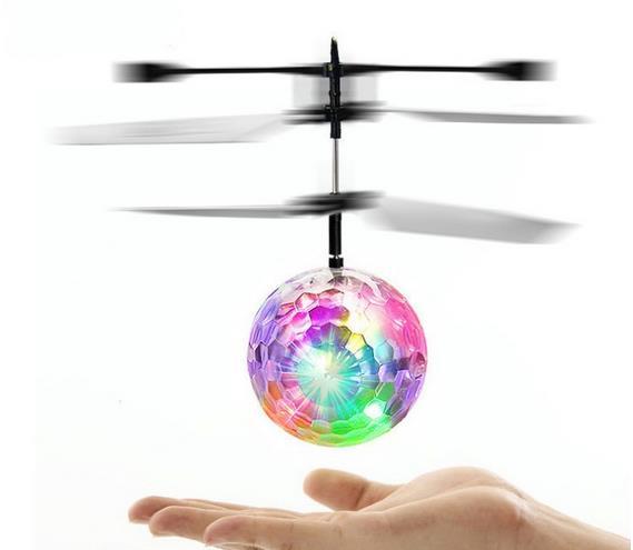 Children's Toy Infrared Induction Flying Flash Disco Colorful Magic LED Ball Stage Lamp Helicopter